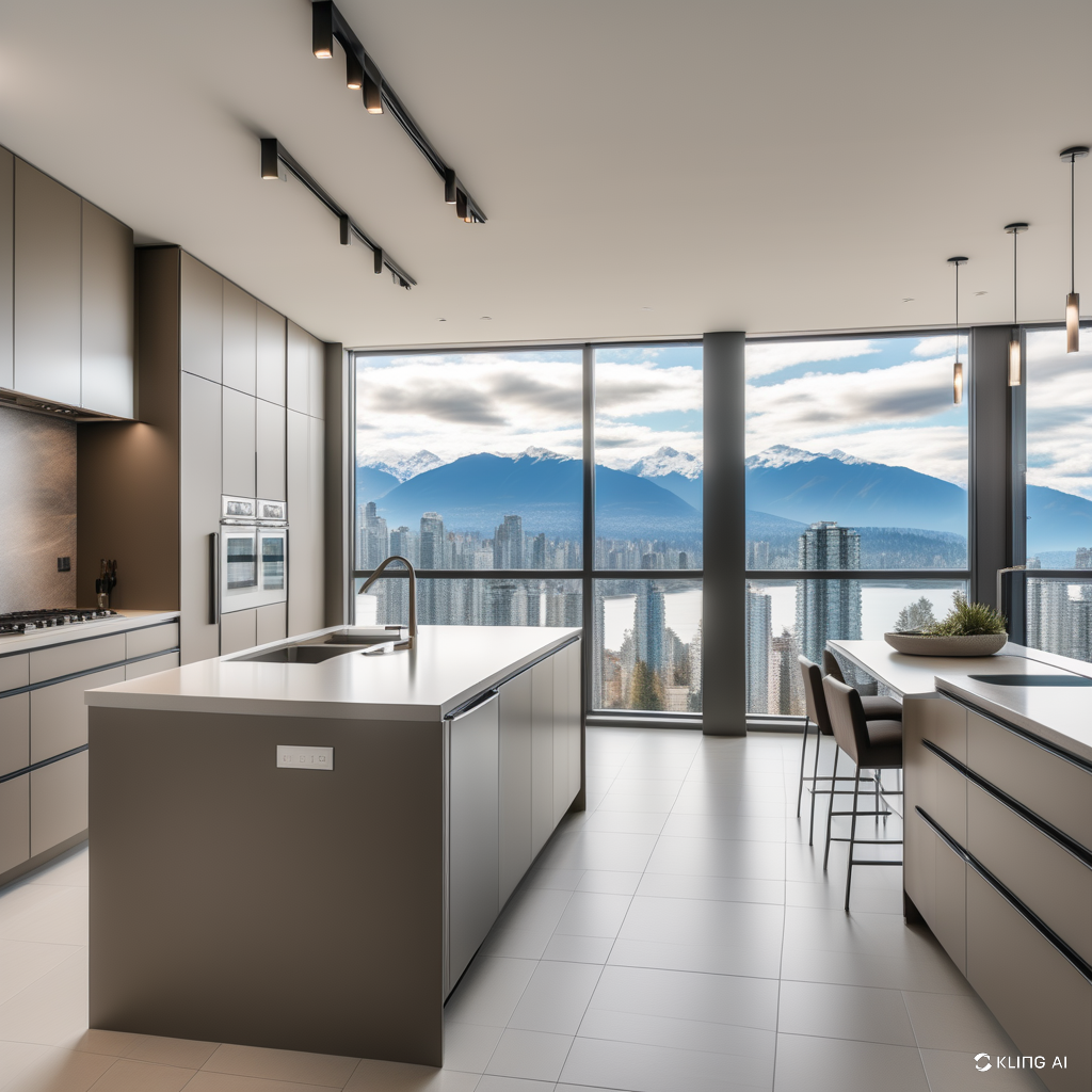 Luxury kitchen with panoramic mountain view